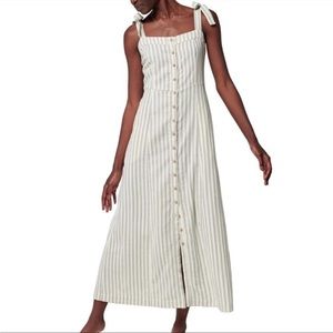 NWT Faherty Cinque Terre Grey and White striped dress size S